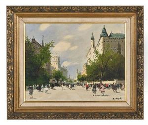 Promenade In Budapest by Antal Berkes