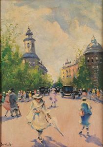 Pariser Stadtszene by Antal Berkes