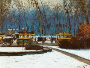 Horse Buses In Varosliget by Antal Berkes