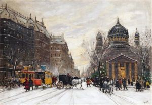 Winter Street In The City by Antal Berkes