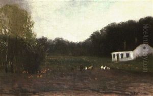 Bauernhof Mit Huhnern by Antal Berkes