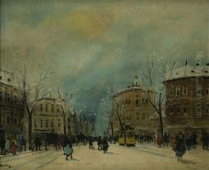 Pariser Strasenszene by Antal Berkes
