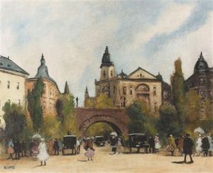 Sommerliche Strassenszene by Antal Berkes