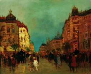 Paris. Street Scene by Antal Berkes