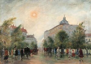 Auf Dem Boulevard In Der Fruhlingssonne