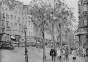 Belebter Pariser Boulevard by Antal Berkes