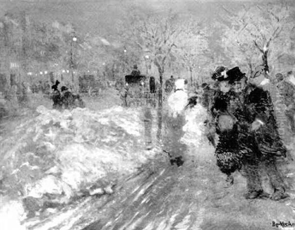Snowy Parisian Street Scene - view 1