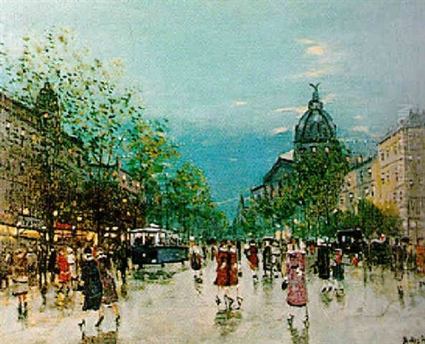 A City Street At Dusk - view 1
