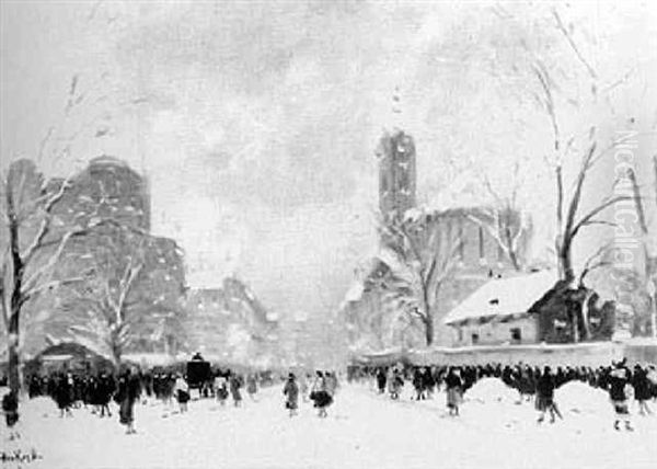 Belebter Boulevard An Einem Winternachmittag - view 1