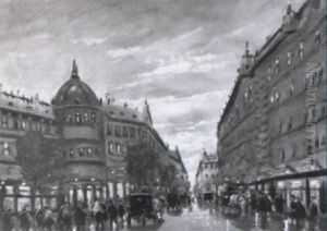 Abendlicher Grosstadtboulevard by Antal Berkes