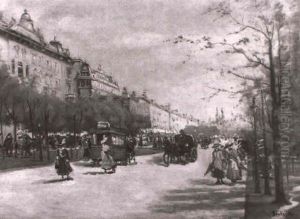 Strassenszene by Antal Berkes