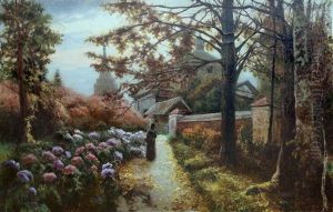 Autumn Mist Over The Abbey by Mikhail Andreevitch Berkos