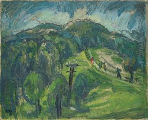 Bergige Landschaft Mit Telegraphenmast by Rudiger Berlit