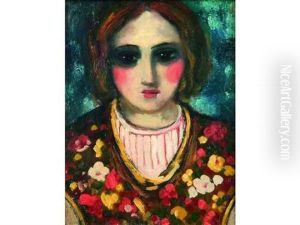 Jeune Femme A La Robe Fleurie