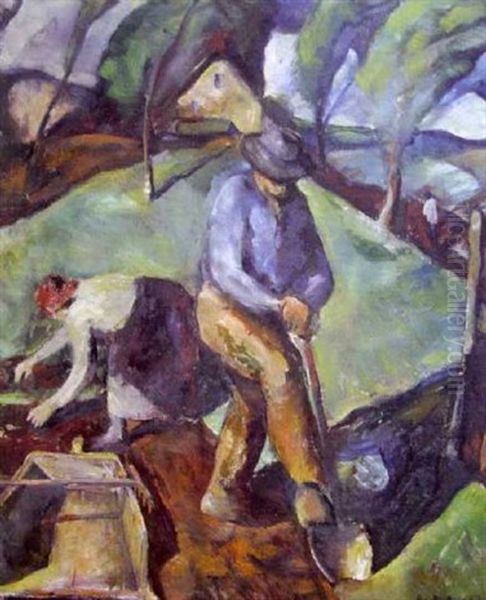 Genre Landscape With Figures Digging And Planting - view 1