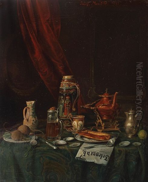 Natura Statica Cu Ziar Si Samovar - view 1