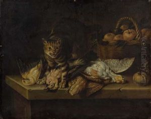 Gibier Et Chat Sur Un Entablement by Nicasius Bernaerts