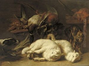 Game Including A Duck And A Grouse On A Wooden Ledge