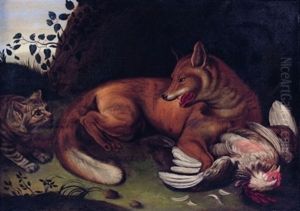 Poule Attaquee Par Un Renard by Nicasius Bernaerts