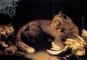 Renard Et Chat Dans Une Basse Courre by Nicasius Bernaerts