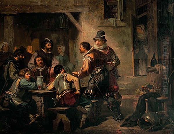 Blick In Eine Mittelalterliche Trinkstube Mit Musketieren Beim Gelage - view 1