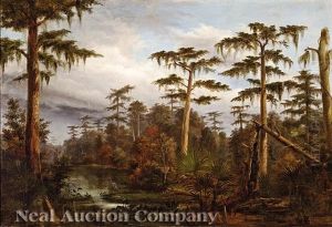 Louisiana Bayou Landscape With Alligator