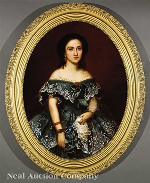 Portrait Of Madame Jeanne Roman De La Villebeuvre (1836-1889), Daughter Of Louisiana Governor Andre Bienvenu And Aimee Parent Roman - view 1