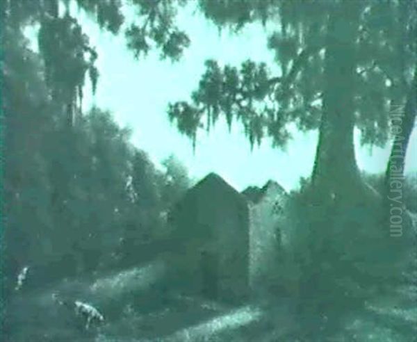 Hunter And Dog Near A Ruined Building - view 1