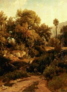 Bakket Landskab by Jean Francois Armand Felix Bernard