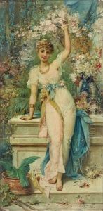 Junge Frau In Einem Garten by Joseph Bernard