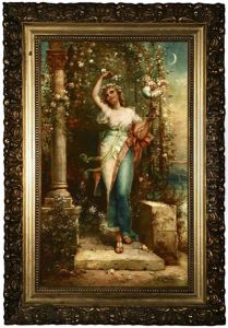 Nymph Before An Arched Garden Trellis With Flowers Nymph Before An Arched Garden Trellis With Flowers