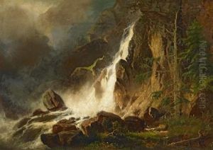 Wasserfall Im Gebirge by Joseph Bernardi