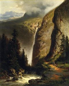 Wasserfall Im Hochgebirge by Joseph Bernardi