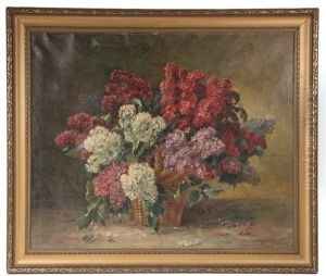 Still Life Of Lilacs In A Basket