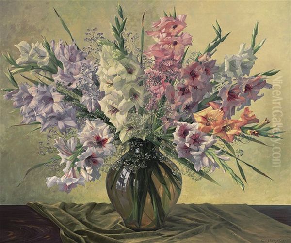 Bunter Gladiolenstraus Im Sonnigen Licht - view 1