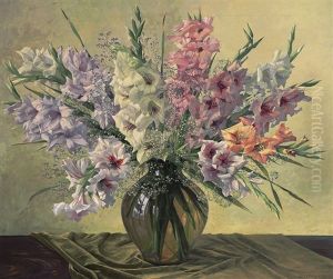 Bunter Gladiolenstraus Im Sonnigen Licht by Carl Berndt