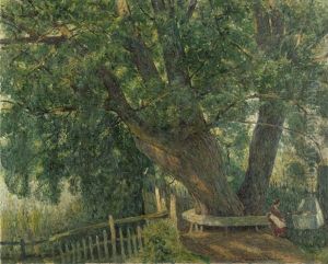 Frau Mit Kinderwagen Unter Machtigem Baum by Siegfried Berndt