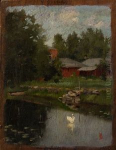 Summer Landscape With A Swan by Gunnar Fredrik Berndtson