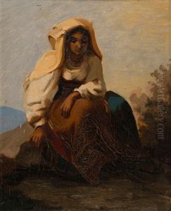 Italian Woman Sitting, 1870 by Gunnar Fredrik Berndtson