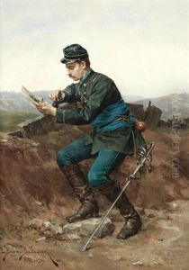 French Soldier Surveying The Countryside by Etienne Prosper Berne-Bellecour