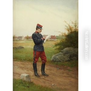 Reading The News by Etienne Prosper Berne-Bellecour