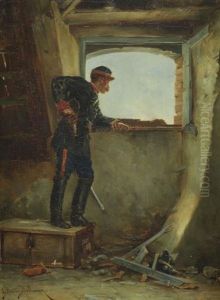 Soldier On The Lookout by Etienne Prosper Berne-Bellecour