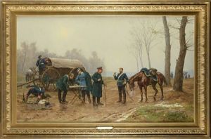 Le Retour De Reconnaissance D"une Patrouille Prussienne. 1870. by Etienne Prosper Berne-Bellecour