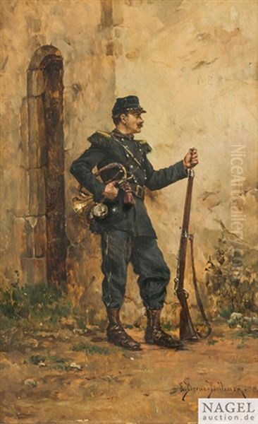 Soldat Mit Trompete Auf Posten - view 1