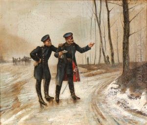 Two Officers Conferring by Etienne Prosper Berne-Bellecour