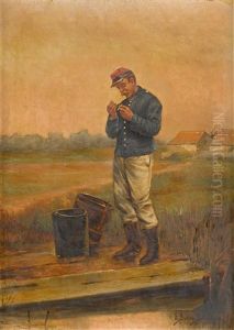 An Idle Moment by Etienne Prosper Berne-Bellecour