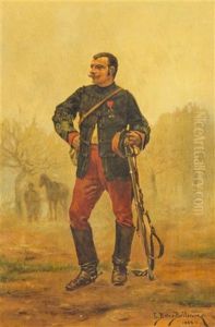 Portrait Of A Soldier by Etienne Prosper Berne-Bellecour