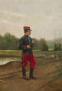 Portrait Of A Soldier by Etienne Prosper Berne-Bellecour