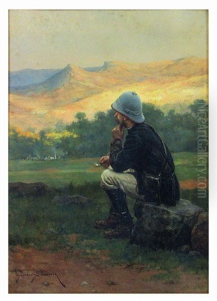 Untitled (solider Lost In Thought Sitting On Rock) - view 1