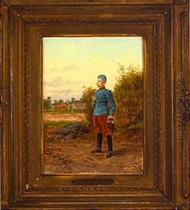 Portrait Of A Calvary Officer In A Field by Etienne Prosper Berne-Bellecour